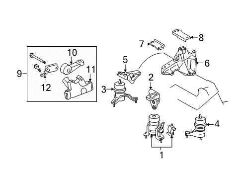 2006 Toyota Avalon Engine & Trans Mounting Diagram