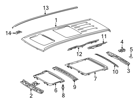 2011 Toyota Sienna Roof & Components, Exterior Trim Diagram 1 - Thumbnail