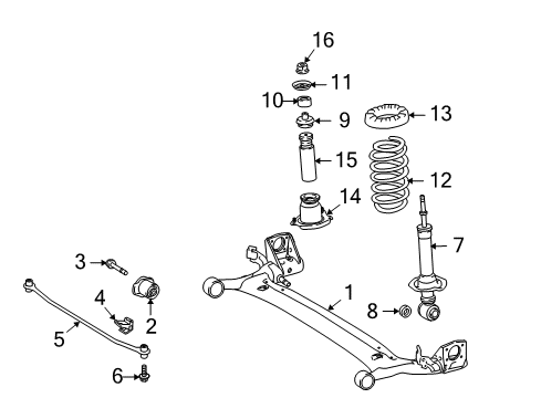 2010 Toyota Corolla Beam Assy, Rear Axle Diagram for 42101-02200