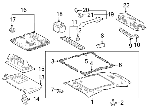 2023 Toyota Prius Interior Trim - Roof Diagram