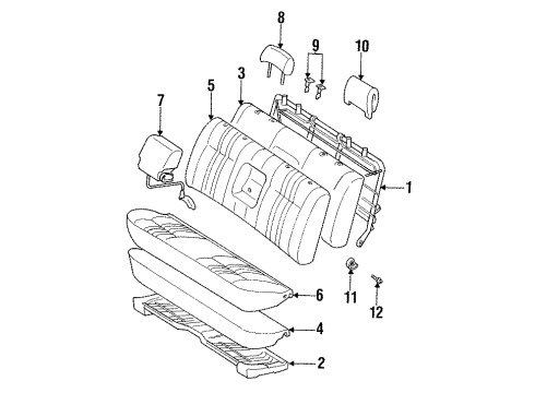 1996 Toyota T100 Front Seat Components Diagram 2 - Thumbnail