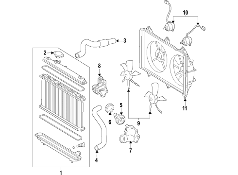 2000 Toyota Corolla Cooling System, Radiator, Water Pump, Cooling Fan Diagram 2 - Thumbnail