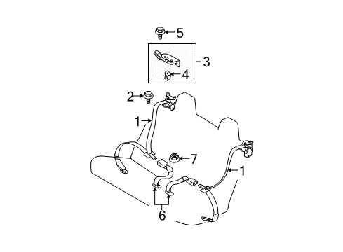 2004 Toyota Solara Rear Seat Belts Diagram 1 - Thumbnail