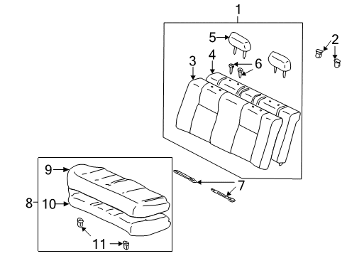 2003 Toyota Corolla Rear Seat Components Diagram