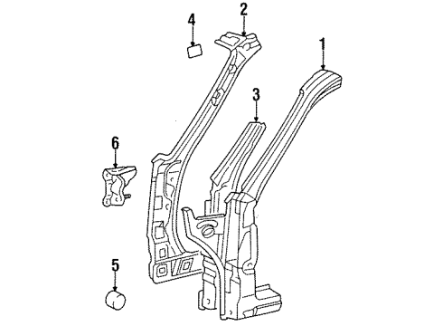 1995 Toyota Tercel Pillar Sub-Assy, Front Body, Inner RH Diagram for 61023-16170