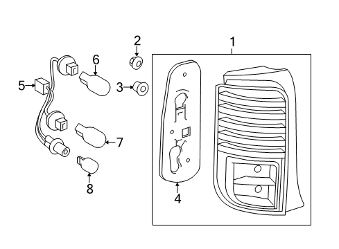 2011 Scion xB Lens & Body, Rear Combination Diagram for 81551-12B90