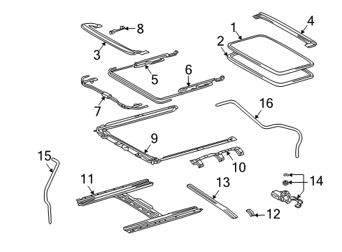 2004 Toyota Tundra Hose, Sliding Roof Drain Diagram for 63249-0C040