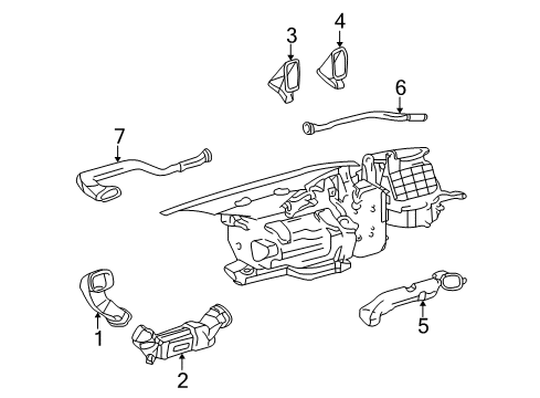 2006 Toyota Land Cruiser Duct, Heater To Register Diagram for 55846-60090