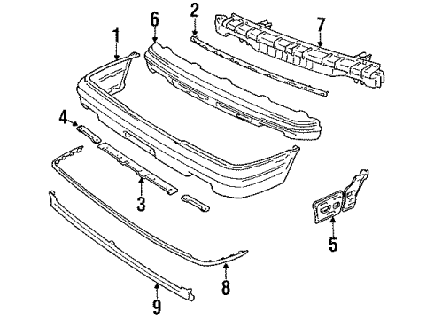 1989 Toyota Cressida Support, Front Bumper Side Diagram for 52677-22010