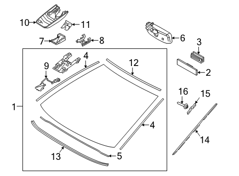 2020 Toyota Camry Windshield Glass, Reveal Moldings Diagram