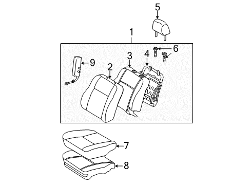 2003 Toyota Corolla Seat Back Assembly, Passenger Side Diagram for 71040-02180-B1