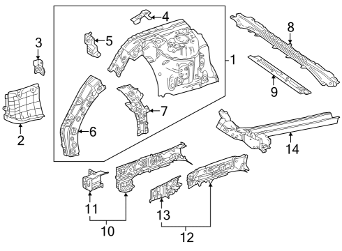 2023 Toyota Crown APRON SUB-ASSY, FR F Diagram for 53702-30A90