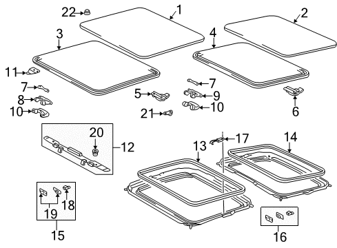 1996 Toyota RAV4 Hinge, Removable Roof, LH Diagram for 63286-42011