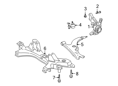 2001 Toyota RAV4 CROSSMEMBER Sub-Assembly Diagram for 51201-42061