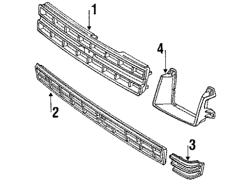 1990 Toyota Tercel Radiator Grille Emblem(Or Front Panel) Diagram for 75311-16300