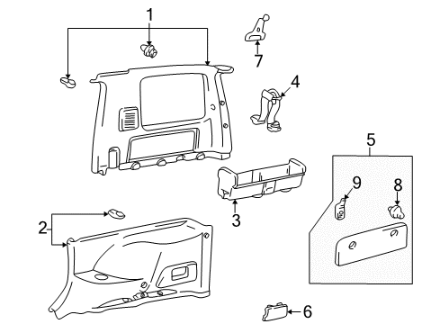 1999 Toyota RAV4 Interior Trim - Quarter Panels Diagram 1 - Thumbnail