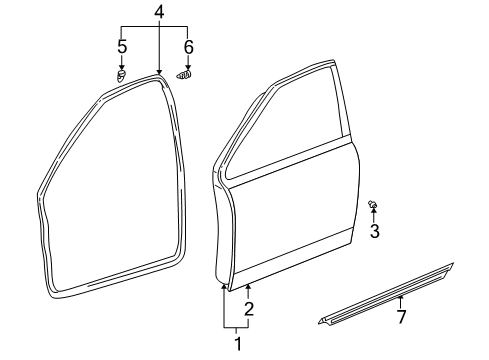 2003 Toyota Prius Weatherstrip, Front Door, LH Diagram for 67862-47010