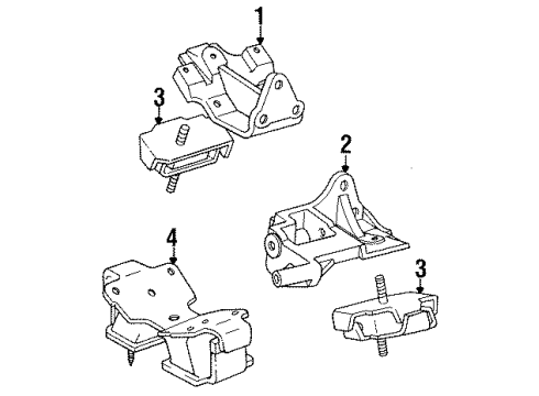 1991 Toyota Land Cruiser Engine & Trans Mounting Diagram