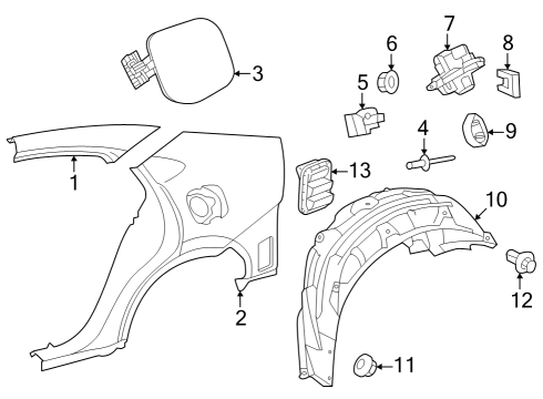 2023 Toyota Prius Quarter Panel & Components Diagram