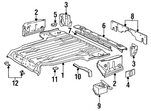 1995 Toyota 4Runner Panel, Rear Floor Rear Cross, Outer Diagram for 57661-89102