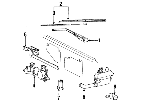 1992 Toyota Land Cruiser Motor And Bracket Assy, Rear Wiper Diagram for 85080-60150