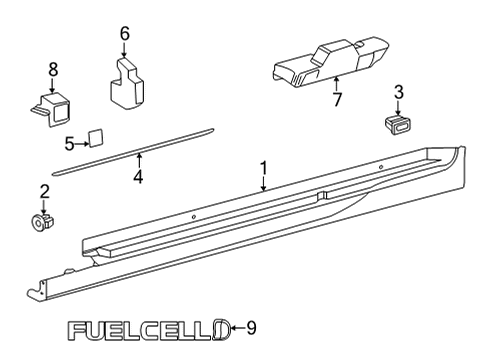 2023 Toyota Mirai Exterior Trim - Pillars Diagram