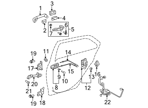 2010 Toyota Yaris Rear Door Lock Assembly, Left Diagram for 69340-52220