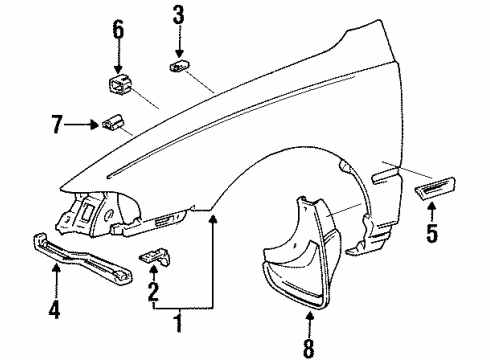 1994 Toyota Corolla Fender & Components Diagram