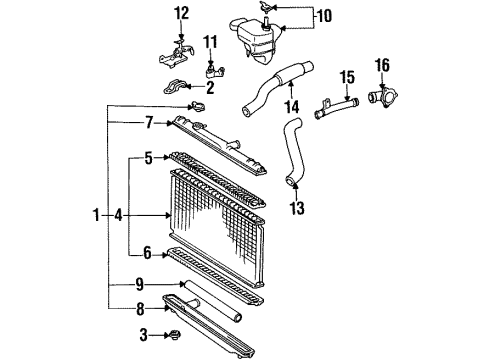 1993 Toyota Camry Hose, Radiator, Outlet Diagram for 16572-62030