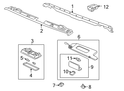 2000 Toyota Solara Sunvisor Cover, Passenger Side Diagram for 74317-AC010-C0