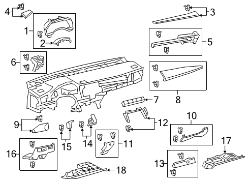 2019 Toyota Avalon GARNISH Assembly, INSTR Diagram for 55470-07010-E0