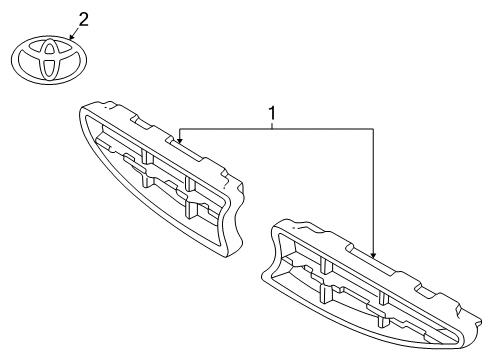 2000 Toyota Corolla Radiator Grille Emblem(Or Front Panel) Diagram for 75311-02050