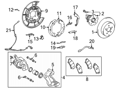 2016 Toyota Mirai Shoe Assembly, Parking B Diagram for 46590-47010