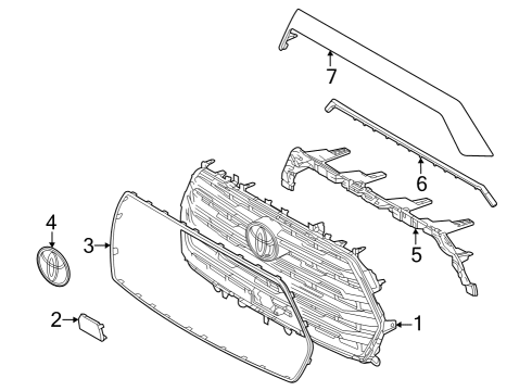 2023 Toyota Sequoia GRILLE, RADIATOR, IN Diagram for 53114-0C530