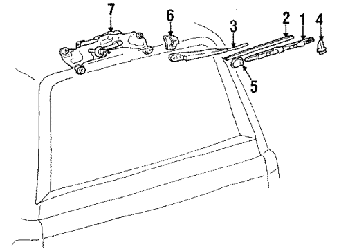 1991 Toyota 4Runner Rear Windshield Wiper Blade Assembly Diagram for 85220-22461