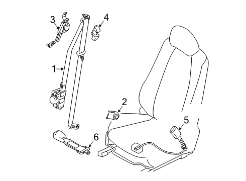 2019 Toyota Yaris Belt Assembly, Front Seat Diagram for 73210-WB003