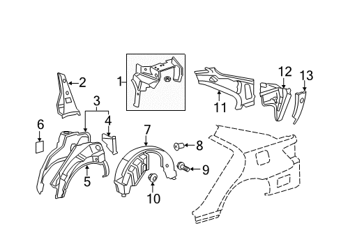 2010 Toyota Camry Inner Structure - Quarter Panel Diagram 2 - Thumbnail