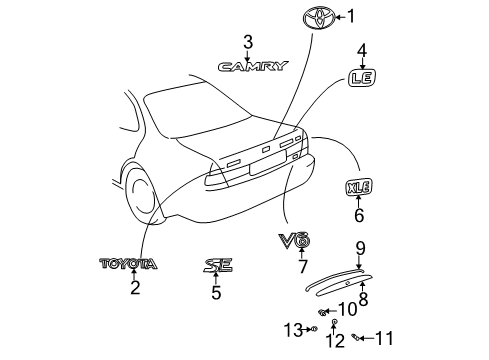 2004 Toyota Camry Luggage Compartment Door Plate, No.4 Diagram for 75443-YY180