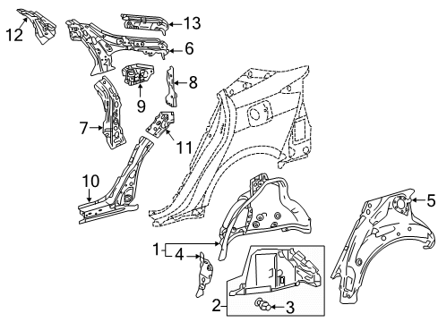 2019 Toyota Prius Prime Reinforce Sub-Assembly Diagram for 61402-47020