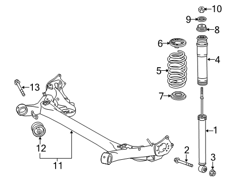 2016 Toyota Prius C Shock Absorber Assembly Rear Right Diagram for 48530-52M70