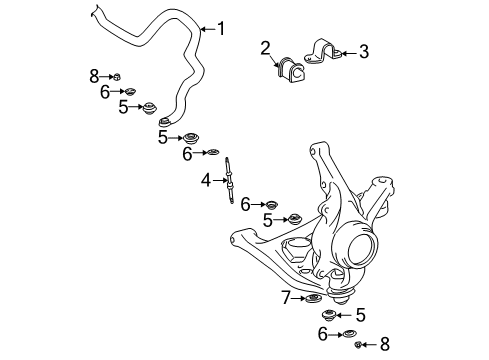 2004 Scion xB Stabilizer Bar & Components - Front Diagram