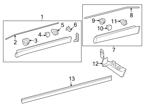 2023 Toyota Crown Exterior Trim - Pillars Diagram