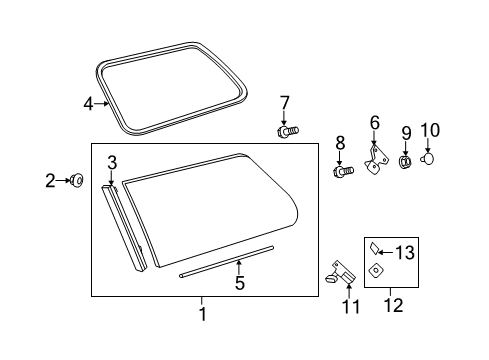 2012 Toyota Sienna Window Assembly, Quarter Diagram for 62740-08071