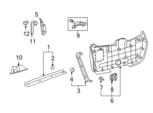 2011 Toyota Highlander Strap Cover, Black Diagram for 74629-0E020-C0