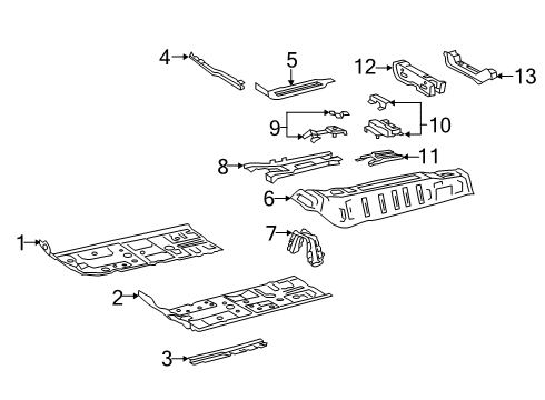 2019 Toyota Avalon Pillars, Rocker & Floor - Floor & Rails Diagram