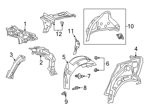 2022 Toyota Corolla PANEL SUB-ASSY, QTR Diagram for 61606-12211