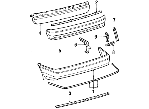 1988 Toyota Corolla Bumper Cover, Black, Rear Diagram for 52159-02010-D3