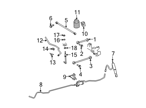 2006 Toyota 4Runner Rear Suspension Components, Lower Control Arm, Upper Control Arm, Ride Control, Stabilizer Bar Diagram