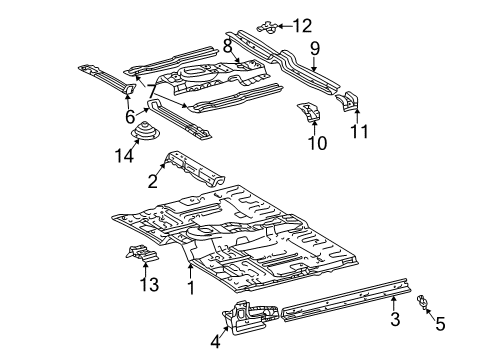 2001 Toyota Sequoia Pan, Front Floor Diagram for 58111-0C082