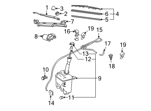 2006 Scion tC Front Windshield Wiper Arm, Right Diagram for 85211-21030